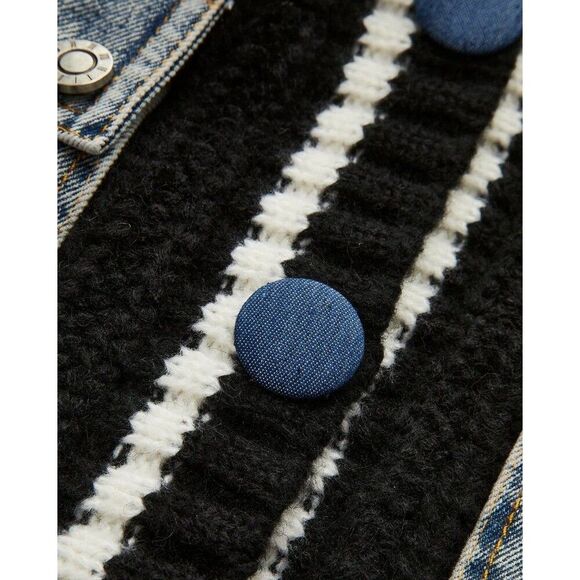 Commense NWT Fall Oversized Wool Blend Color Block Cardigan Jacket Retro Y2K - Picture 4 of 12